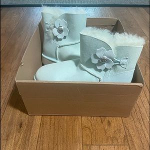 UGG W Mini Bailey Button Poppy in the color Aqua